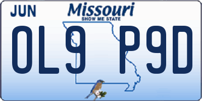 MO license plate OL9P9D