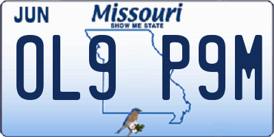 MO license plate OL9P9M