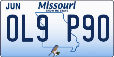 MO license plate OL9P9O