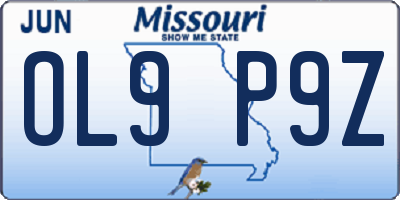 MO license plate OL9P9Z