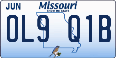 MO license plate OL9Q1B