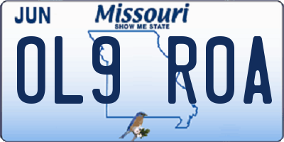 MO license plate OL9R0A