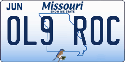MO license plate OL9R0C