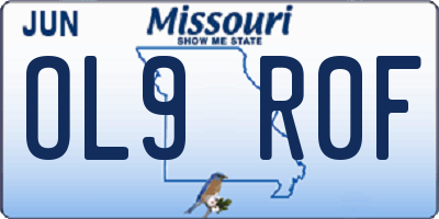 MO license plate OL9R0F