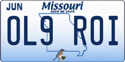 MO license plate OL9R0I