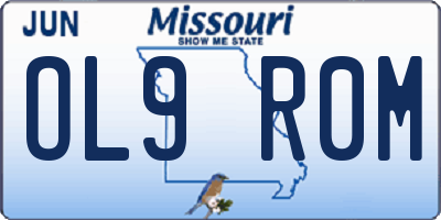MO license plate OL9R0M