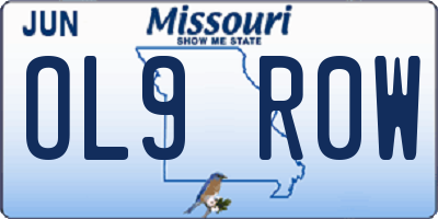 MO license plate OL9R0W