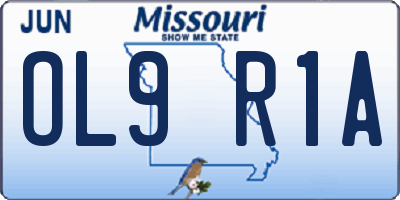 MO license plate OL9R1A