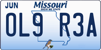 MO license plate OL9R3A