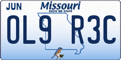 MO license plate OL9R3C
