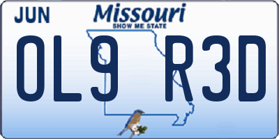 MO license plate OL9R3D