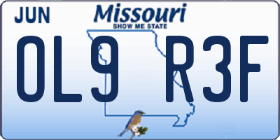 MO license plate OL9R3F