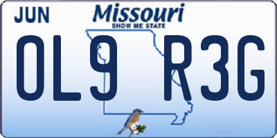 MO license plate OL9R3G