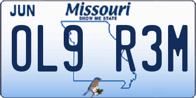 MO license plate OL9R3M