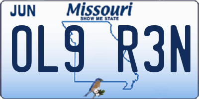MO license plate OL9R3N