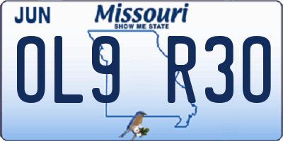 MO license plate OL9R3O