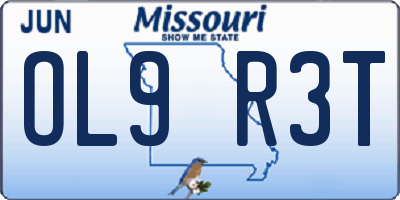 MO license plate OL9R3T