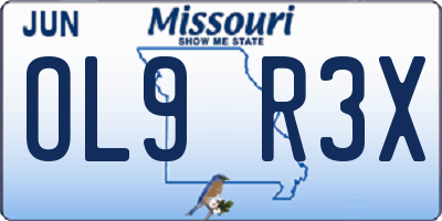 MO license plate OL9R3X