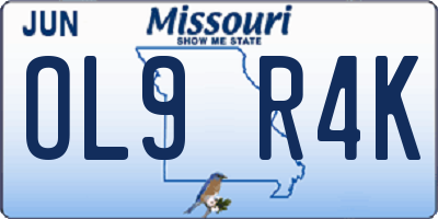MO license plate OL9R4K