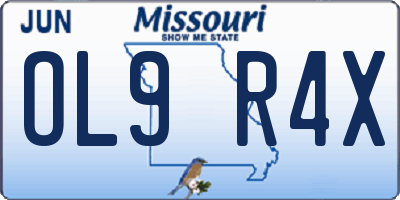 MO license plate OL9R4X