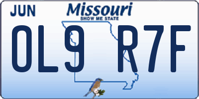 MO license plate OL9R7F