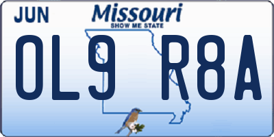 MO license plate OL9R8A
