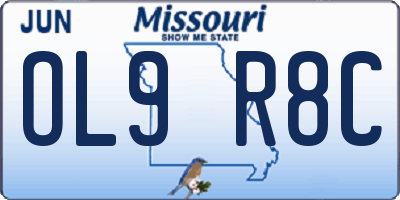 MO license plate OL9R8C