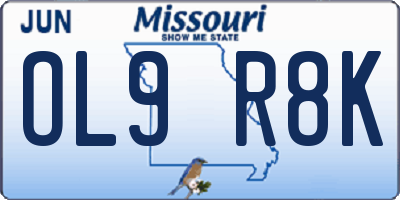MO license plate OL9R8K