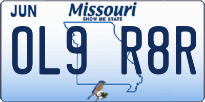 MO license plate OL9R8R