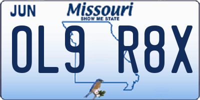 MO license plate OL9R8X