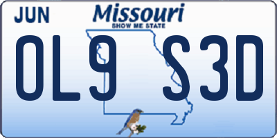 MO license plate OL9S3D