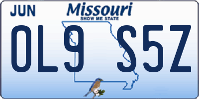 MO license plate OL9S5Z