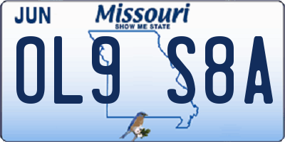 MO license plate OL9S8A