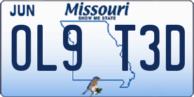 MO license plate OL9T3D