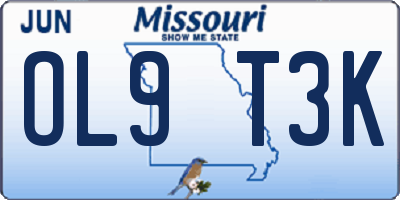 MO license plate OL9T3K