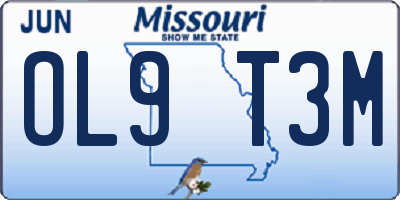MO license plate OL9T3M