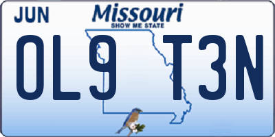 MO license plate OL9T3N