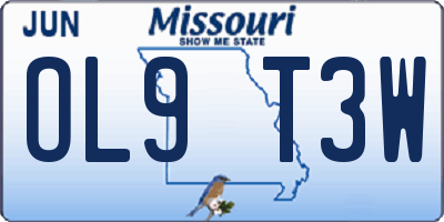MO license plate OL9T3W