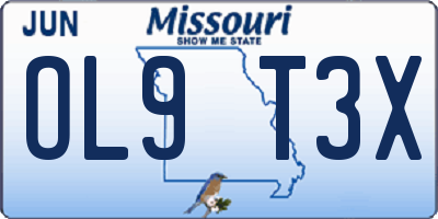 MO license plate OL9T3X
