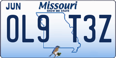 MO license plate OL9T3Z