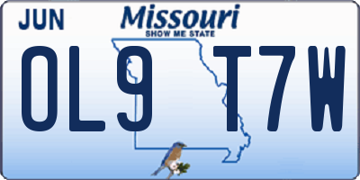 MO license plate OL9T7W