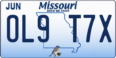 MO license plate OL9T7X