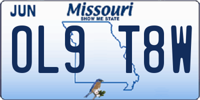 MO license plate OL9T8W