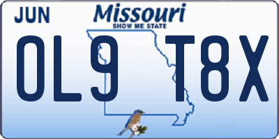 MO license plate OL9T8X