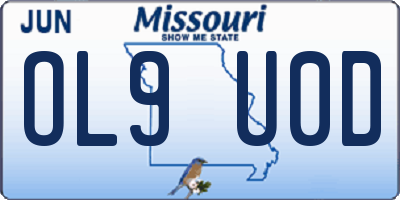 MO license plate OL9U0D