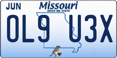 MO license plate OL9U3X