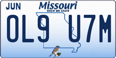 MO license plate OL9U7M