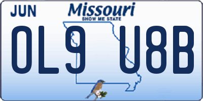 MO license plate OL9U8B