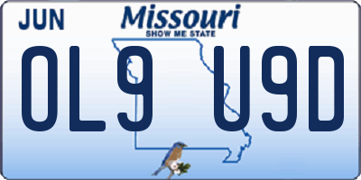 MO license plate OL9U9D