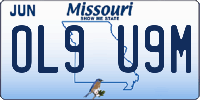 MO license plate OL9U9M